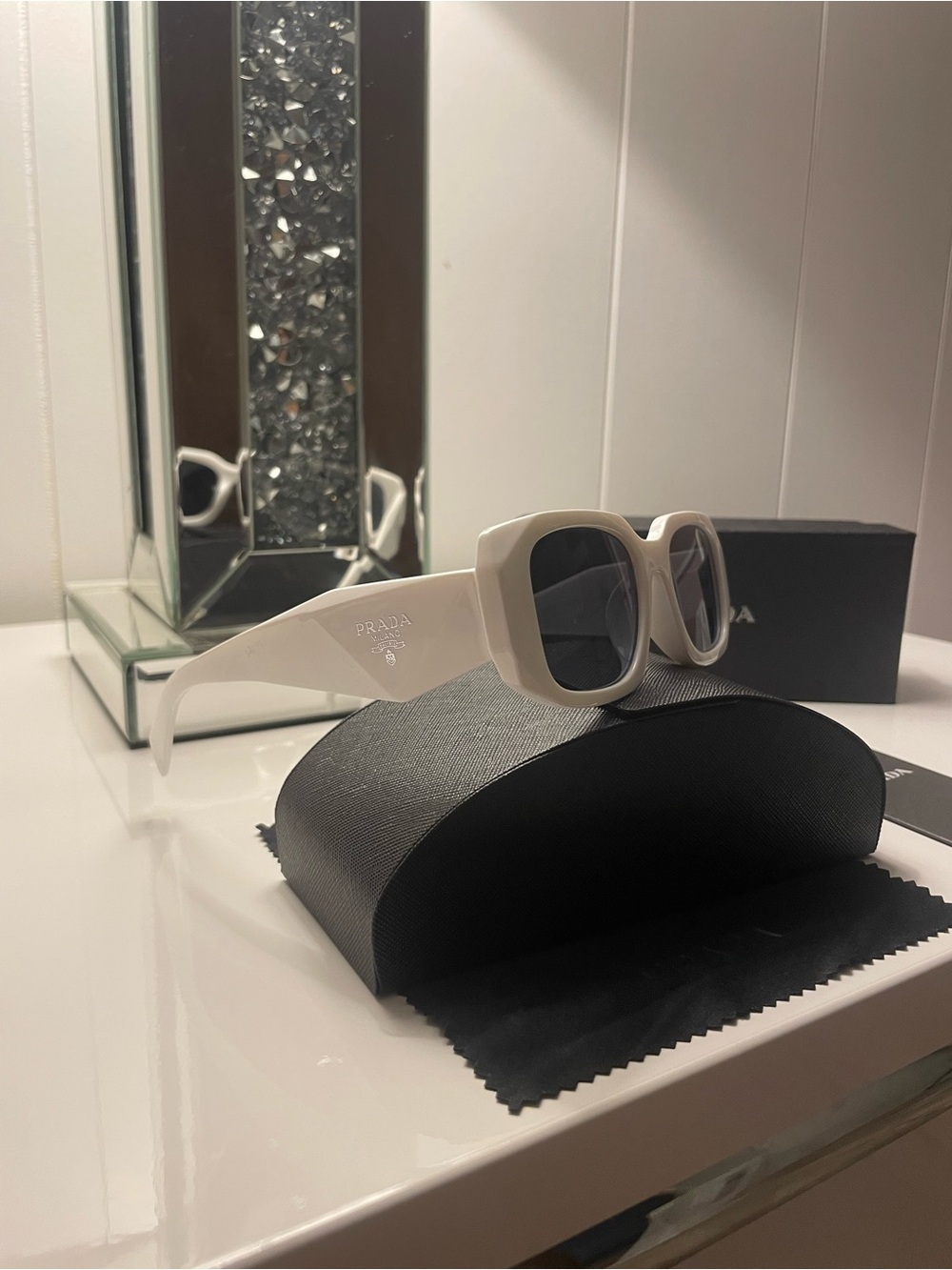 Prada White Chunky Cat-Eye Sunglasses